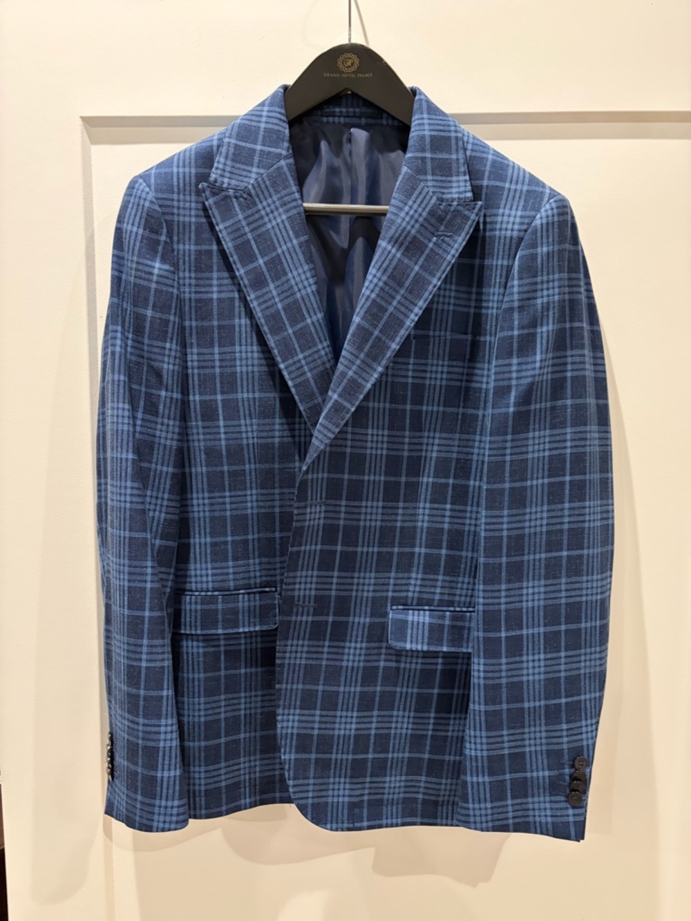 Men's Dan John Blue Plaid Blazer - Slim Fit Tailored Jacket (40R) - Never Worn